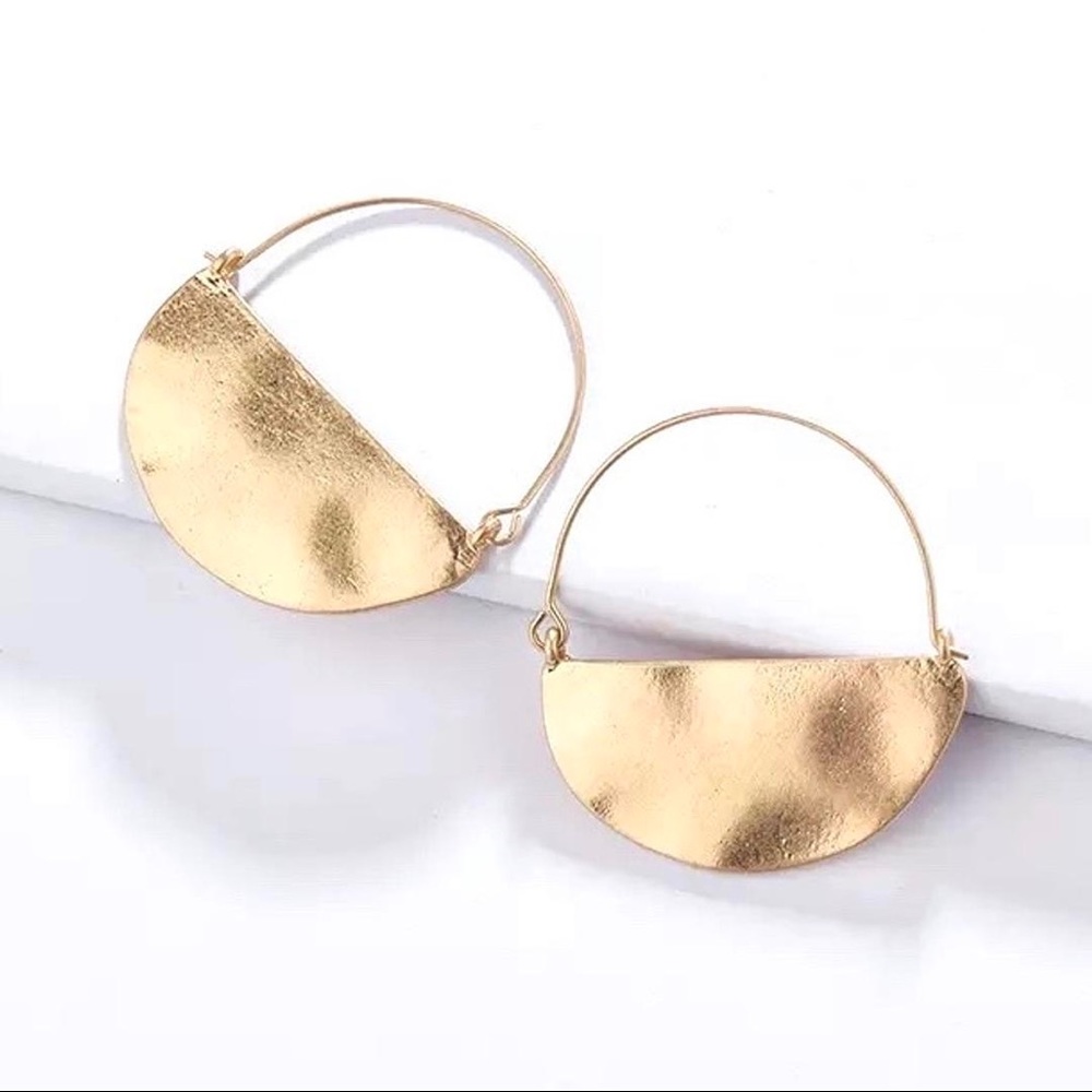 π2/$30 New Anthro Gold Half Moon Hoops - Picture 2 of 3